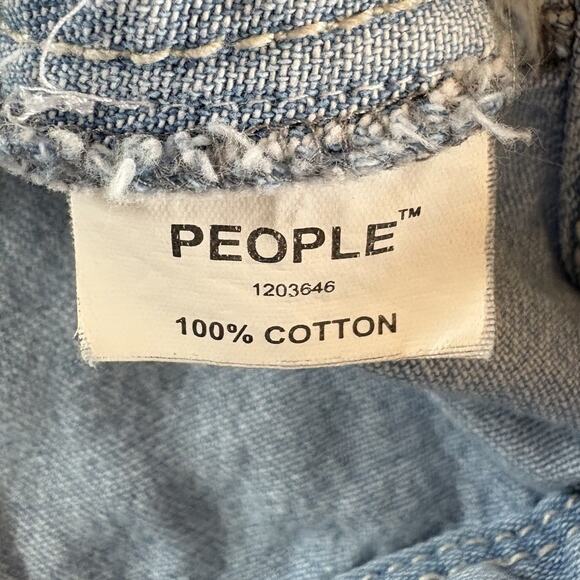 People Denim Jacket Aztec Embroidered Jean Trucker Style Jacket Size Large - Picture 12 of 16